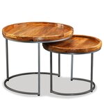 vidaXL Ensemble de tables d'appoint 2 Pièces Bois de manguier massif