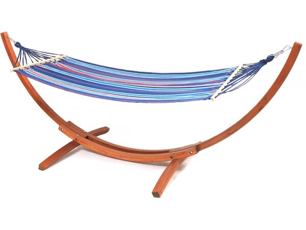 Hamac bois avec toile en coton "Dallas" - 3 m - Bleu mélangé