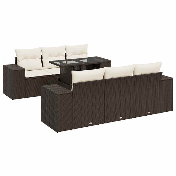 vidaXL Salon de jardin avec coussins 7 Pièces marron résine tressée