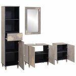 vidaXL Ensemble de mobilier de salle de bain avec tiroir 4 Pièces Gris