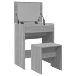 vidaXL Coiffeuse et tabouret sonoma gris 60x40x113 5 cm