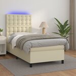 vidaXL Sommier à lattes de lit avec matelas et LED Crème 100x200 cm