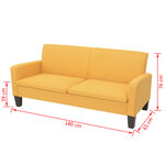 vidaXL Canapé à 3 places 180 x 65 x 76 cm Jaune