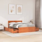 vidaXL Lit avec tiroirs/matelas cire marron 140x190 cm bois massif pin