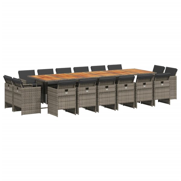 vidaXL Ensemble à manger de jardin 17 Pièces et coussins résine tressée