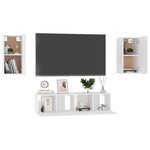 vidaXL Ensemble de meubles TV 4 Pièces Blanc Bois d'ingénierie