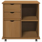 vidaXL Cabinet roulant avec roue Marron miel 63 5 x 39 x 65 5 cm