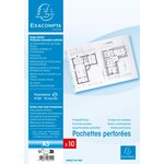 Sachet De 10 Pochettes Perforées Polypropylène Lisse Haute Qualité 9/100e - A3 Horizontal - Cristal - X 5 - Exacompta
