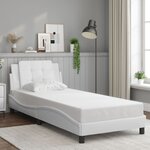 vidaXL Cadre de lit avec LED sans matelas Zadar blanc 90x190 cm