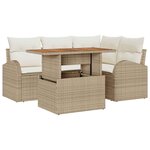 vidaXL Ensemble de canapé de jardin 5 Pièces Beige Poly rotin