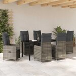vidaXL Ensemble de salle à manger pour jardin 7 Pièces Gris Poly rotin