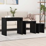 vidaXL Table basse gigogne 3 Pièces Chêne noir 60 x 35 x 56 cm