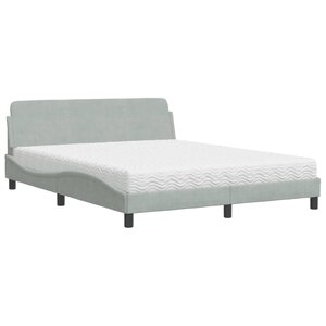 vidaXL Lit avec matelas Dover gris clair 160x200 cm velours