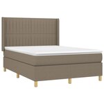 vidaXL Sommier à lattes de lit matelas et LED Taupe 140x200 cm Tissu