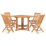 vidaXL Mobilier à dîner d'extérieur pliable 5 Pièces Bois solide de teck