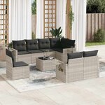 vidaXL Salon de jardin 9 Pièces avec coussins gris clair résine tressée