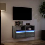vidaXL Meubles TV muraux et lumières LED 2 Pièces sonoma gris 41x31x45 cm