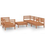 vidaXL Salon de jardin 6 Pièces Marron miel Bois de pin massif