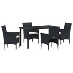 vidaXL Ensemble de salle à manger pour jardin 5 Pièces Noir polyrotin