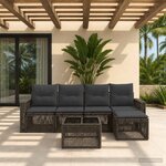 vidaXL Ensemble de canapé de jardin 6 pc Gris et Gris foncé polyrotin