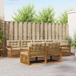 vidaXL Ensemble de canapés d'extérieur 7 Pièces Naturel et Beige