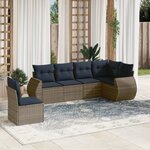vidaXL Salon de jardin 6 Pièces avec coussins gris résine tressée