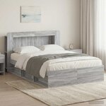 vidaXL Cadre de lit avec rangement Sonoma gris 140 x 190 cm