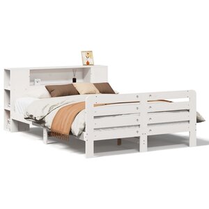 vidaXL Cadre de lit sans matelas blanc 160x200 cm bois de pin massif