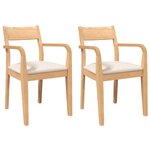 vidaXL Chaises à manger coussins 2 Pièces naturel bois massif caoutchouc