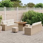 vidaXL Ensemble de canapé de jardin 9 Pièces Beige et crème Poly Rattan