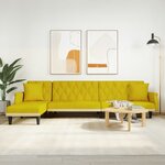 vidaXL Canapé-lit en forme de L jaune 271x140x70 cm velours