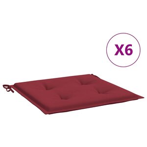 vidaXL Coussins de chaise de jardin lot de 6 rouge bordeaux 40x40x4 cm