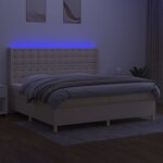vidaXL Sommier à lattes de lit matelas et LED Crème 200x200 cm Tissu
