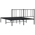 vidaXL Cadre de lit métal avec tête de lit noir 120x200 cm