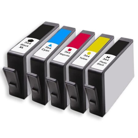 Pack de 5 cartouches compatibles hp364 et 364pbk