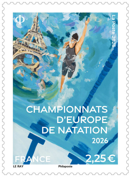 Timbre - Championnats d'Europe de natation 2026 - Lettre Internationale