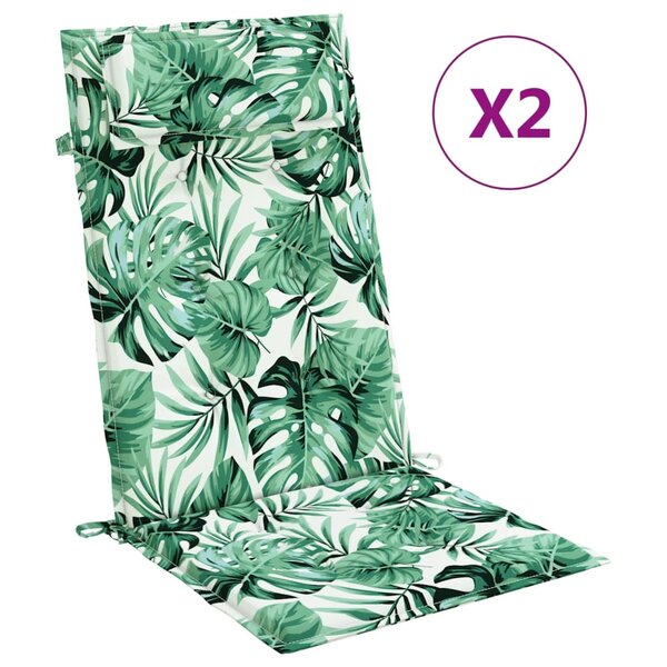 vidaXL Coussins de chaise à dossier haut lot de 2 modèle de feuille