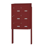 Bloc collectif Leabox 2x3 grade 3 simple face extérieur fixation sur pieds à sceller rouge brun ral 3011 finition brillante