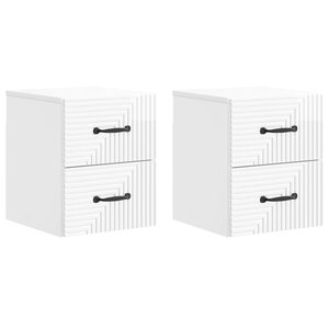 vidaXL Cabinet de chevet mural 2 Pièces Blanc brillant 34 5 x 33 x 40 cm