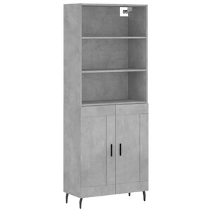 vidaXL Buffet haut Gris béton 69 5x34x180 cm Bois d'ingénierie