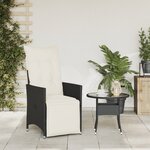 vidaXL Chaise inclinable de jardin avec coussins noir résine tressée