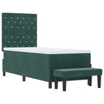 vidaXL Lit à Ressorts avec Matelas & Banc Vert Foncé 80x200 cm Velours