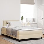 vidaXL Lit à sommier tapissier avec matelas et LED crème 120x200 cm en tissu