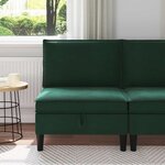 vidaXL Canapé moyen avec rangement Vert foncé Velours