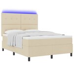 vidaXL Lit à ressorts avec Matelas & LED Crème 140x190 cm Tissu