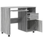 vidaXL Bureau d'ordinateur gris Gris sonoma Bois d'ingénierie Moyen