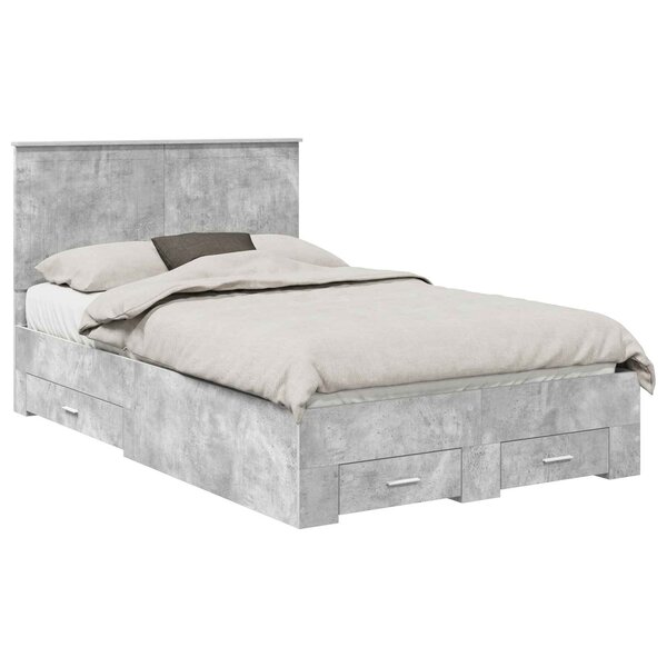 vidaXL Cadre de lit Gris béton 120 x 190 cm Bois d'ingénierie