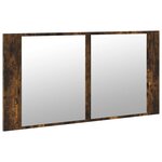 vidaXL Armoire à miroir à LED de bain chêne fumé 90x12x45 cm acrylique