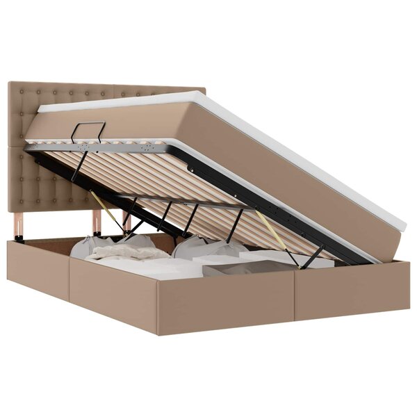 vidaXL Lit avec rangement et LED Cappuccino 140 x 200 cm Simili cuir