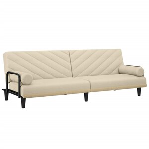 vidaXL Canapé-lit avec accoudoirs crème tissu
